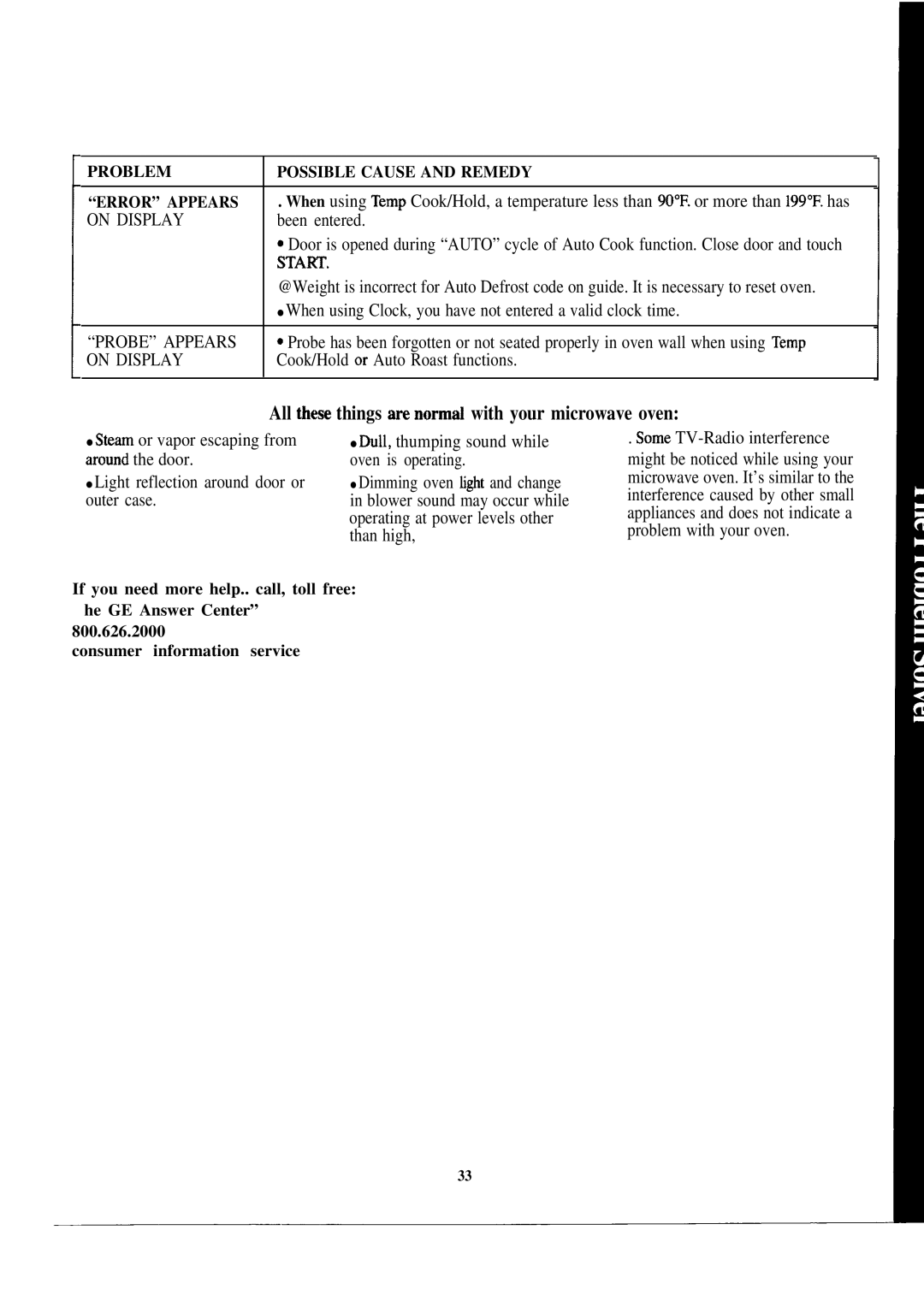 GE JVM172H warranty All these things are normal with your microwave oven 