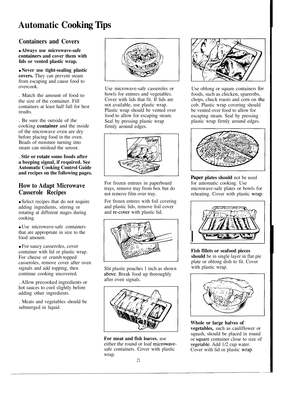 GE JVM172J warranty Automatic CooKng ~ps, How to Adapt Microwave Casserole Recipes 