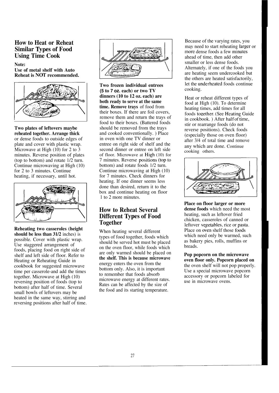 GE JVM172J warranty How to Reheat Several Different ~pes of Food Together 