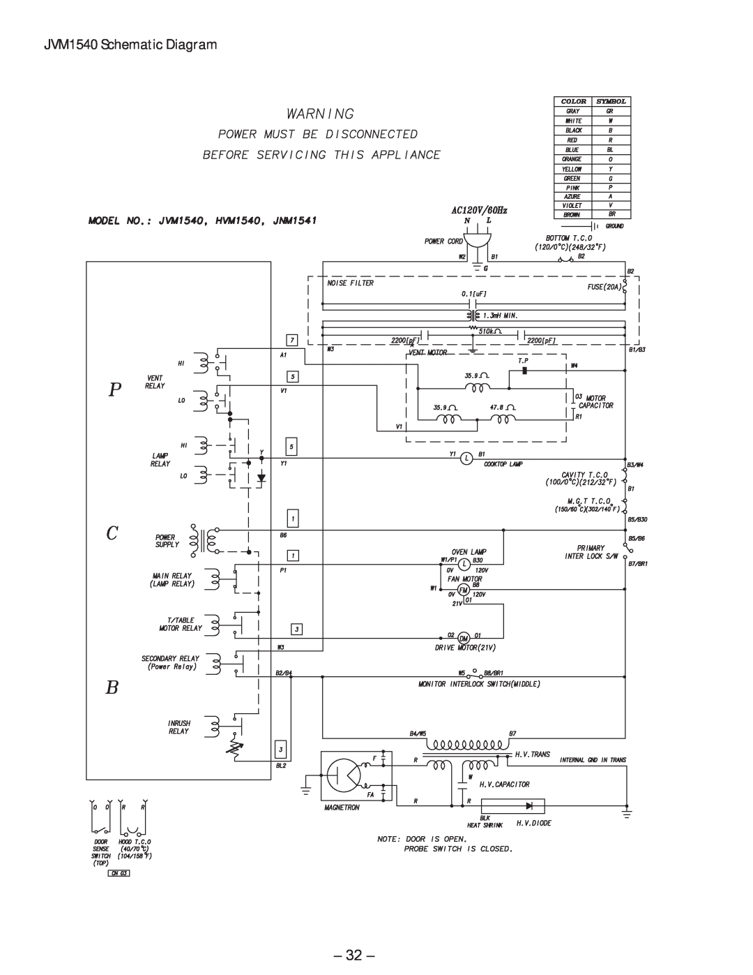 GE JVM1750 manual JVM1540 Schematic Diagram 