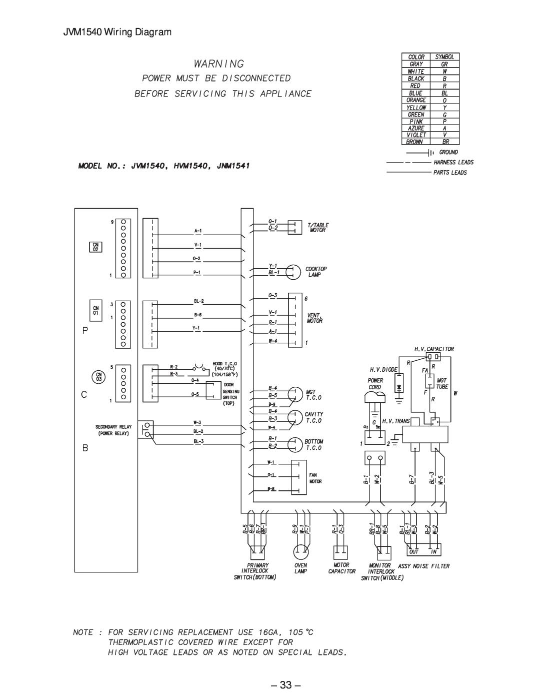 GE JVM1750 manual JVM1540 Wiring Diagram 