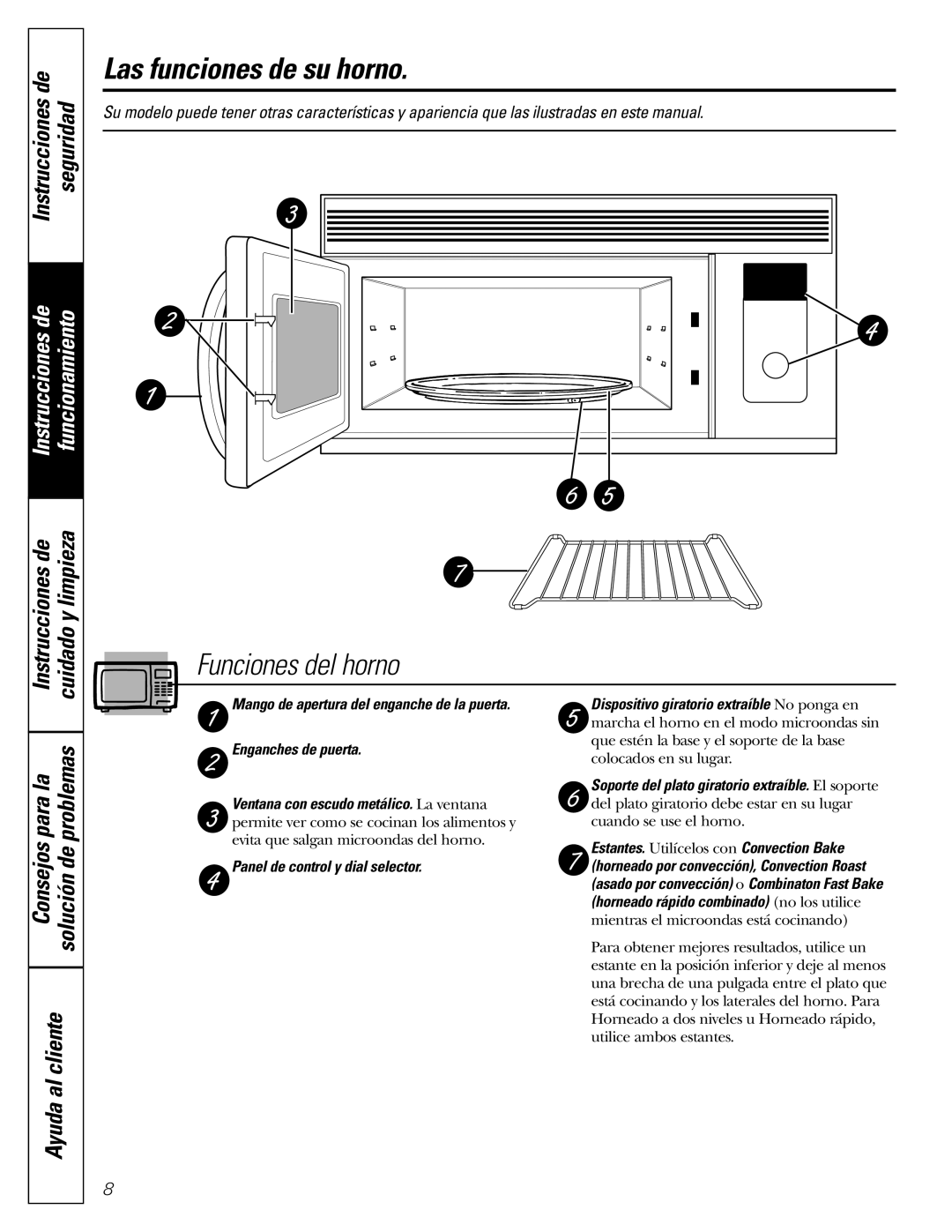 GE JVM1790 owner manual Las funciones de su horno, Instrucciones de Seguridad, Instrucciones de Funcionamiento 