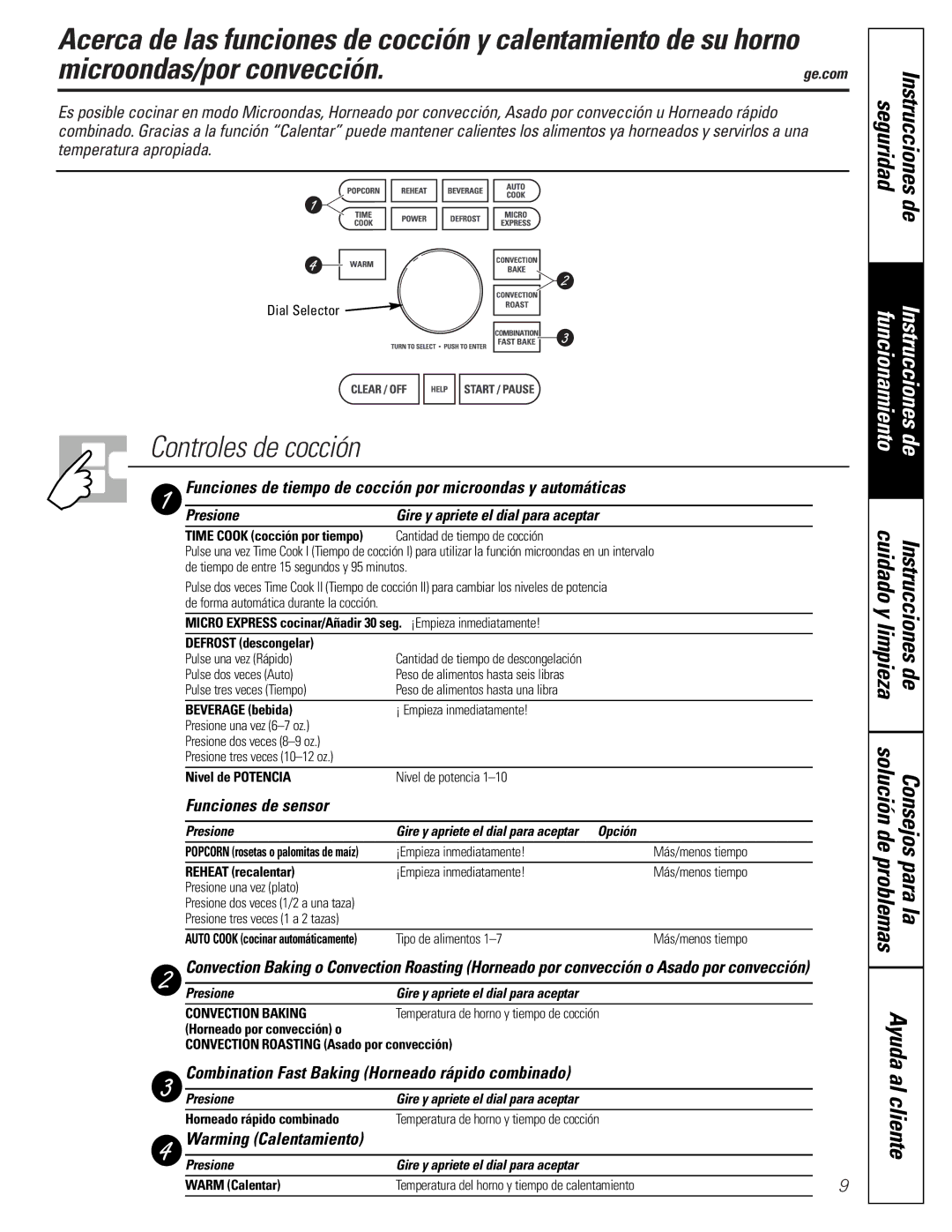 GE JVM1790 owner manual Microondas/por convección, Seguridad, Ayuda al cliente, Instrucciones 