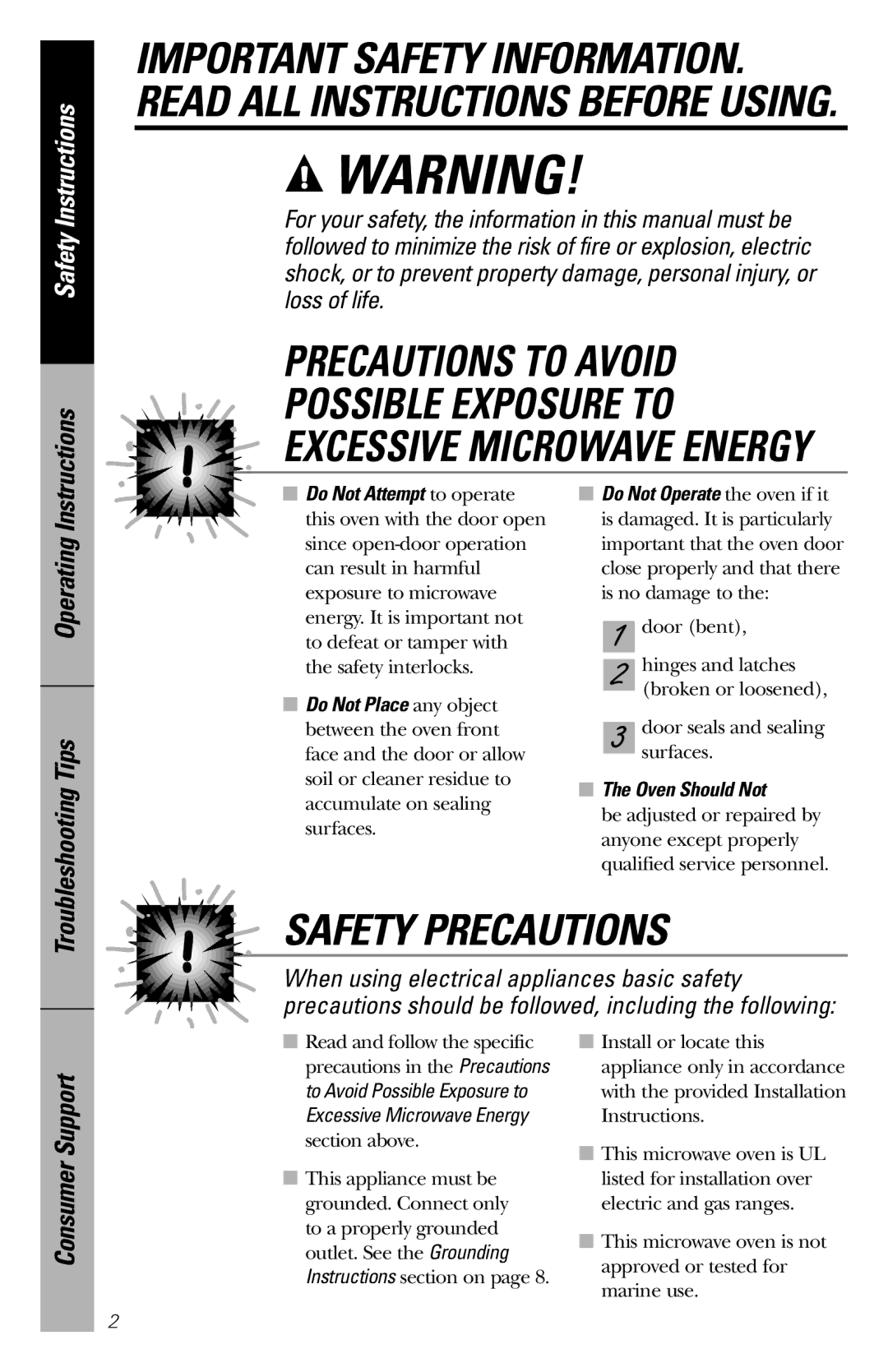 GE JVM1840 owner manual Precautions to Avoid Possible Exposure to, Oven Should Not 