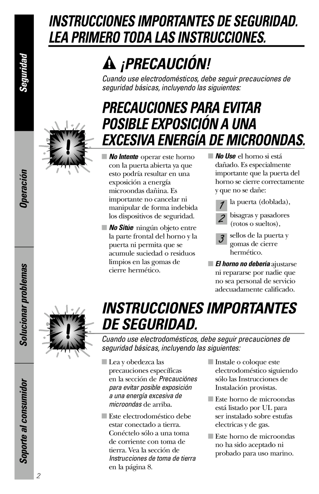 GE JVM1840 owner manual ¡Precaución 