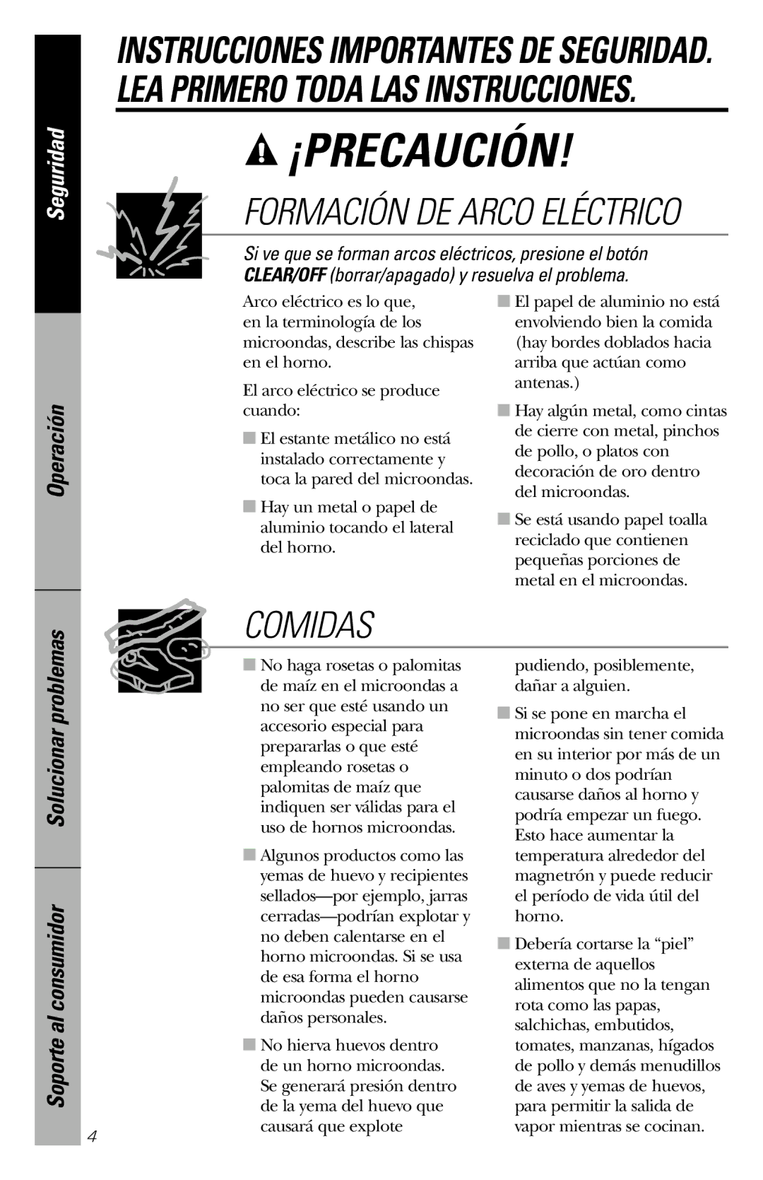 GE JVM1840 owner manual ¡Precaución, Solucionar problemas 