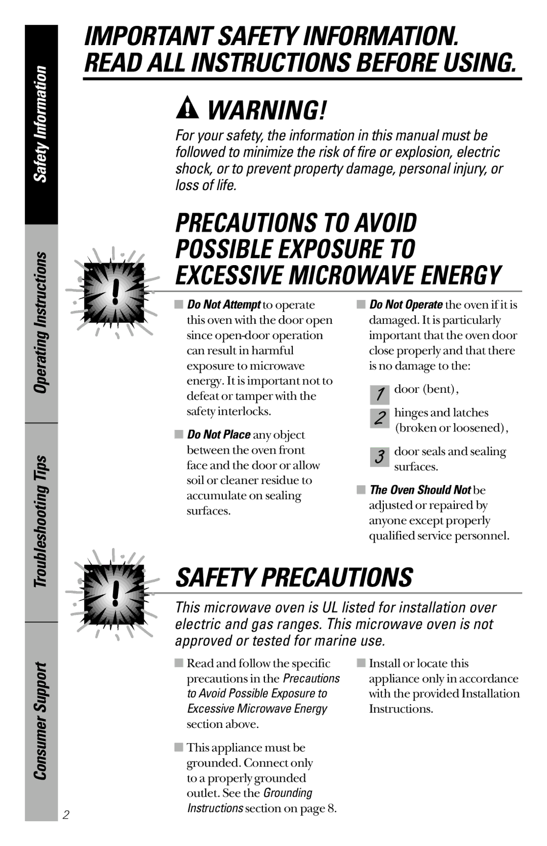 GE JVM1841 owner manual Precautions to Avoid Possible Exposure to 