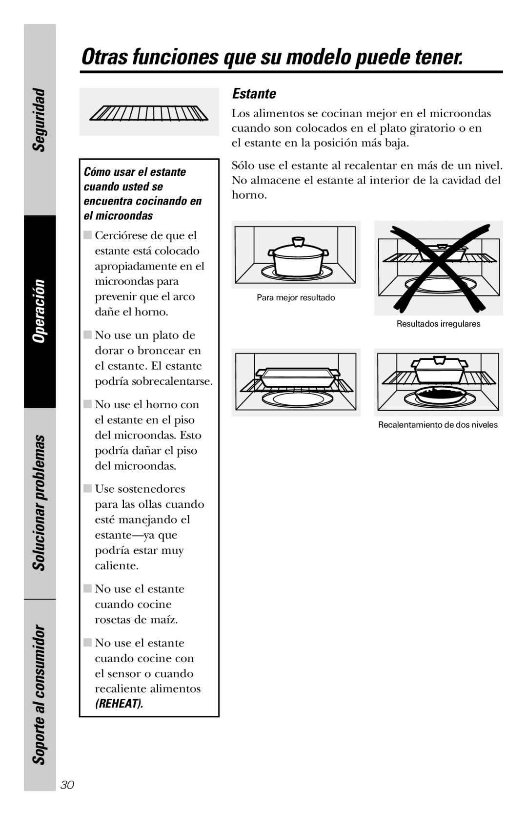 GE JVM1860SS owner manual Estante 