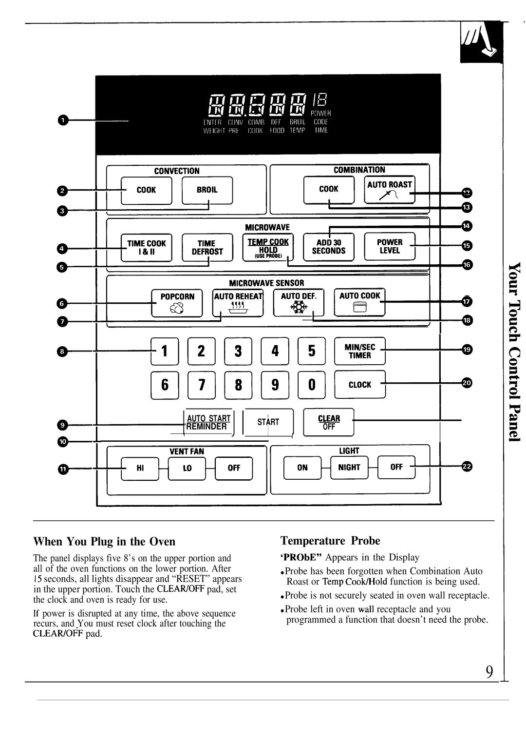 GE JVM193K, JVM190K manual When You Plug in the Oven, Temperature Probe 