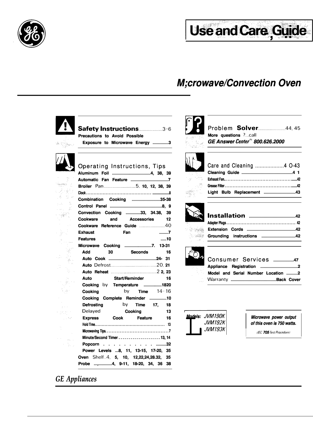 GE JVM193K manual Mcrowave/Convection Oven, GE Appliances, I usehndQre@@*.,. -, ,, . ,.,.‘, Operating Instructions, Tips 