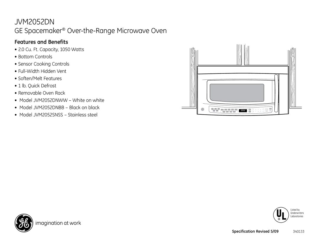 GE JVM2052DN dimensions Features and Benefits 