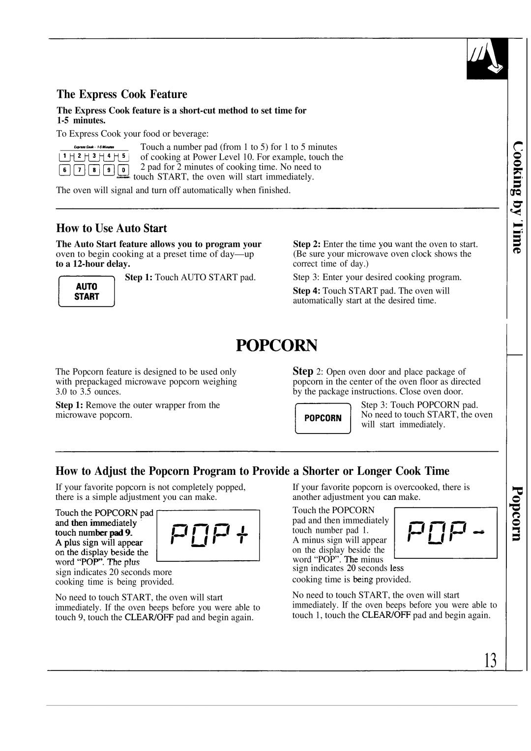 GE 49-8388, JVM231WL, JVM231BL, JVM230BL, 164 D2588P188 manual PoPcom, Express Cook Feature, How to Use Auto Stirt 