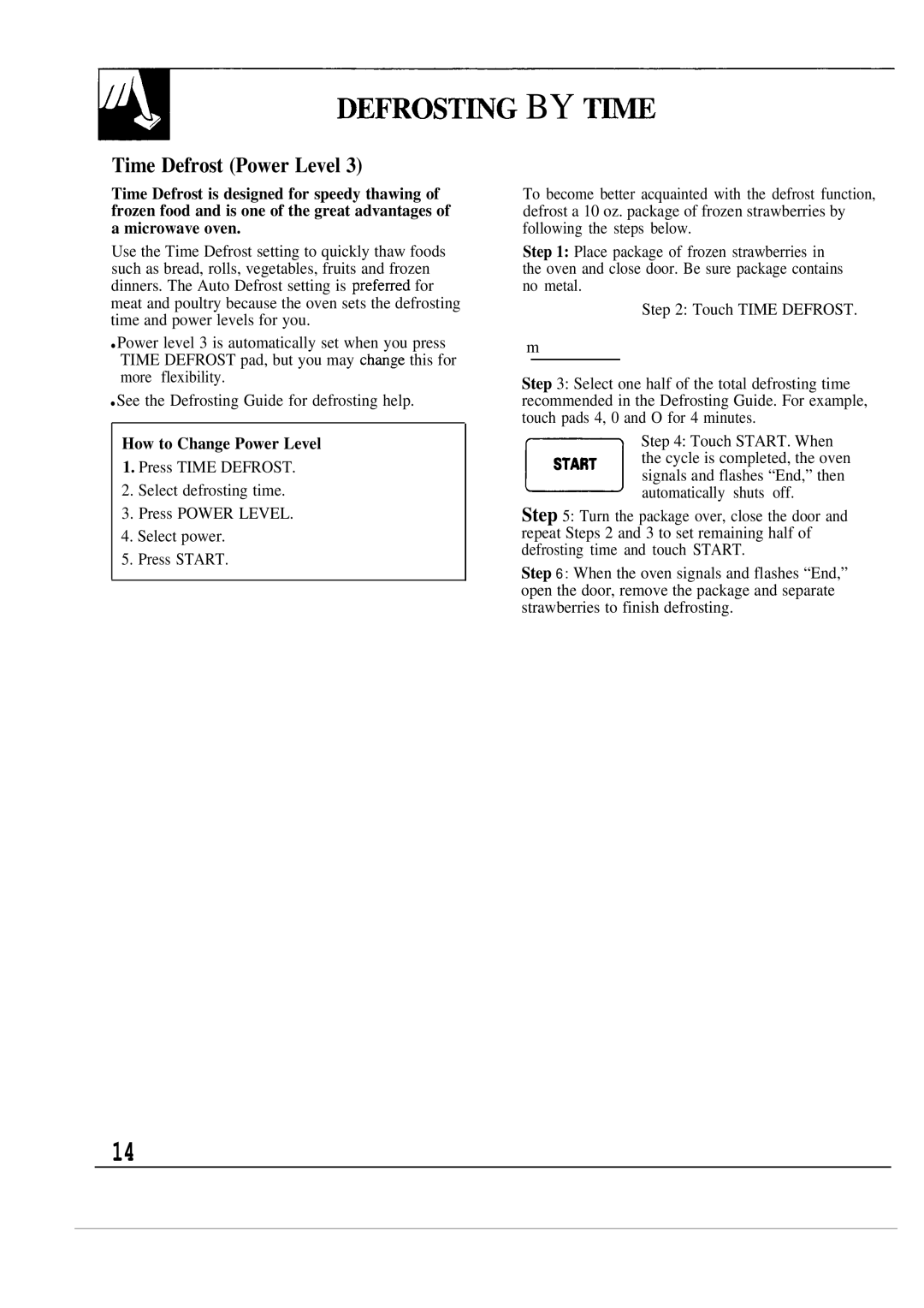 GE 164 D2588P188, JVM231WL, JVM231BL, JVM230BL, 49-8388 manual DEFROST~G by T~, Time Defrost Power Level 