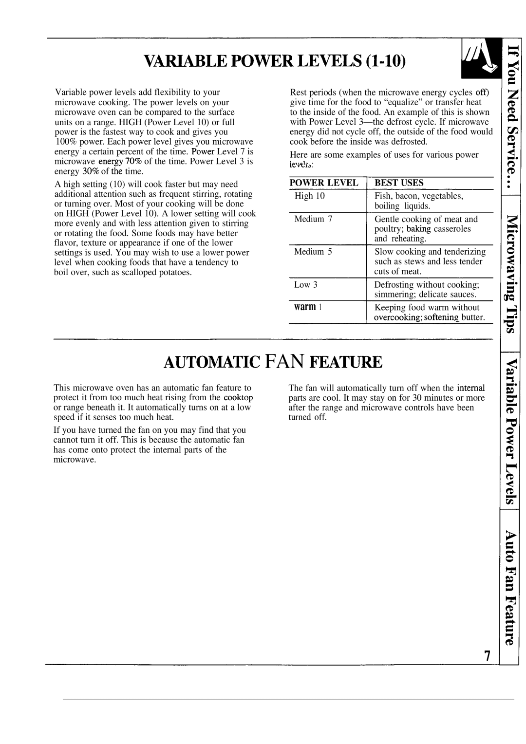 GE JVM230BL, JVM231WL, JVM231BL, 49-8388, 164 D2588P188 manual Auto~Tic Fan Fea, Warm 