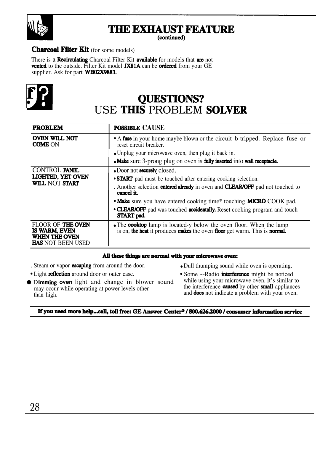 GE JVM239 warranty QUESmONS?, USE T~S Problem SOL~R, = ~ N~, Sure 3-prong plug on oven is my inti into wd -le 