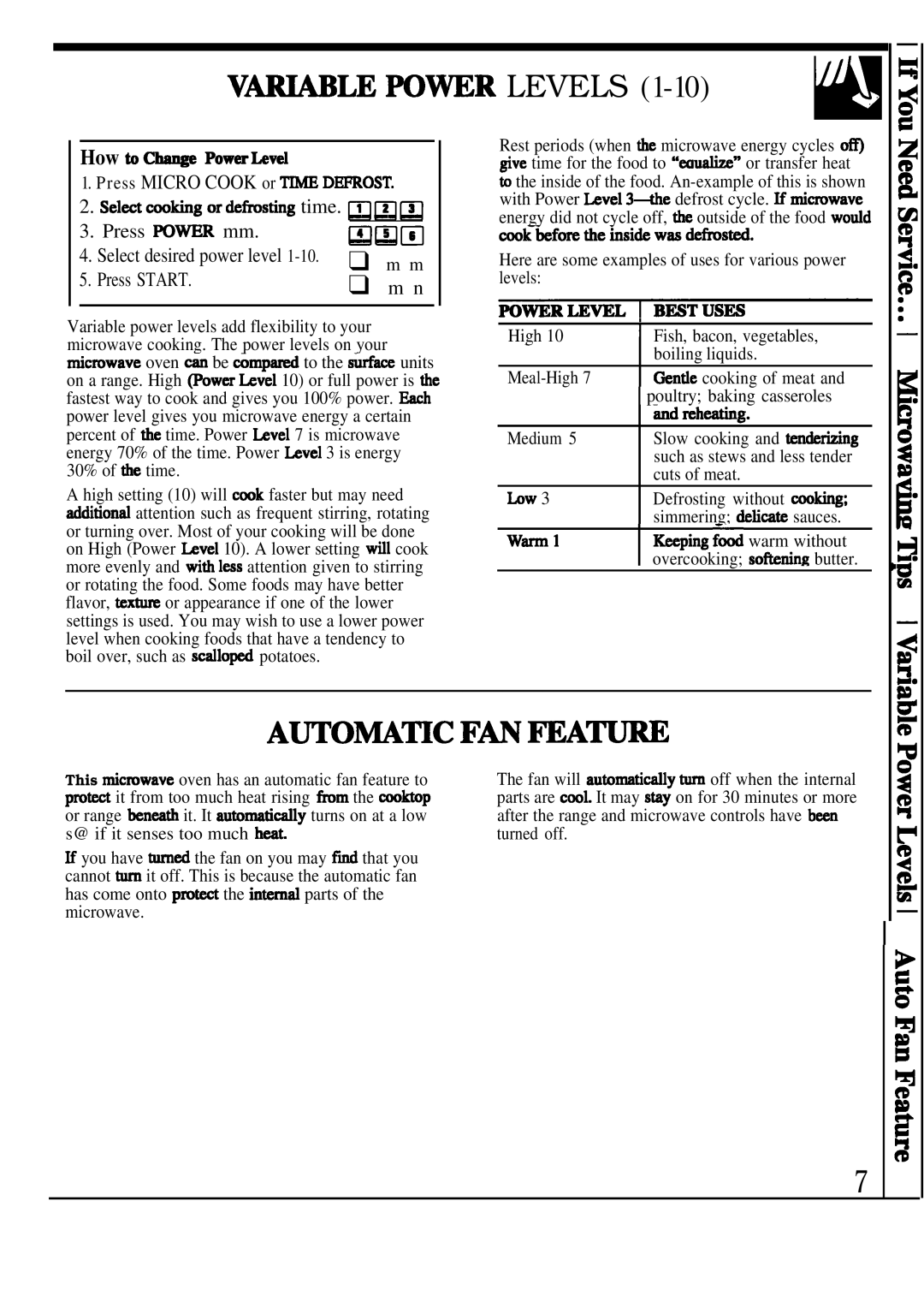 GE JVM239 warranty ~LE ~~R Levels, How ti C- pow- hVd, Press Start 