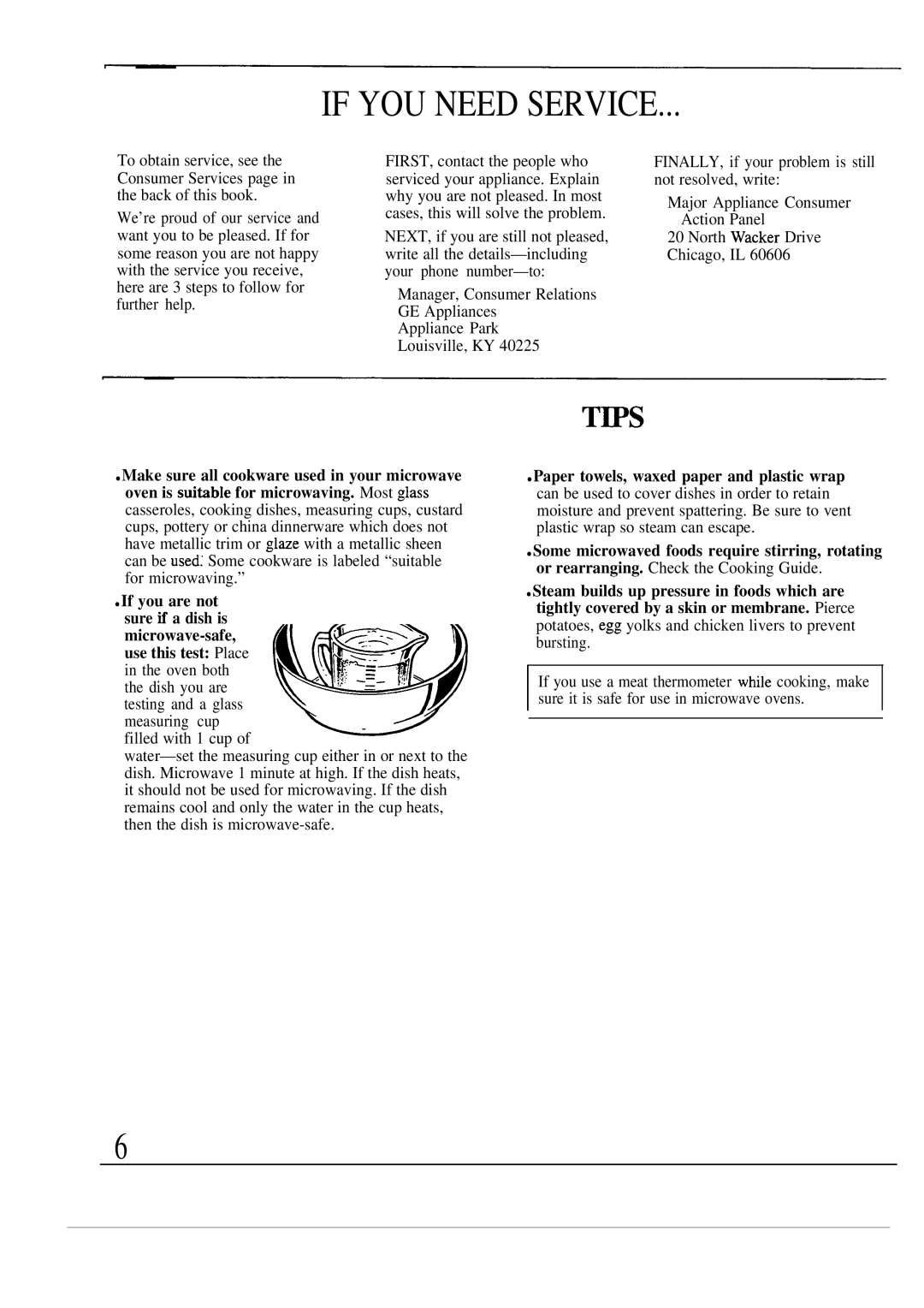 GE 49-8391, JVM240BL, JVM241WL, 164 D2588P191 operating instructions If YOU Need Service, ~CROWAmG TWS 