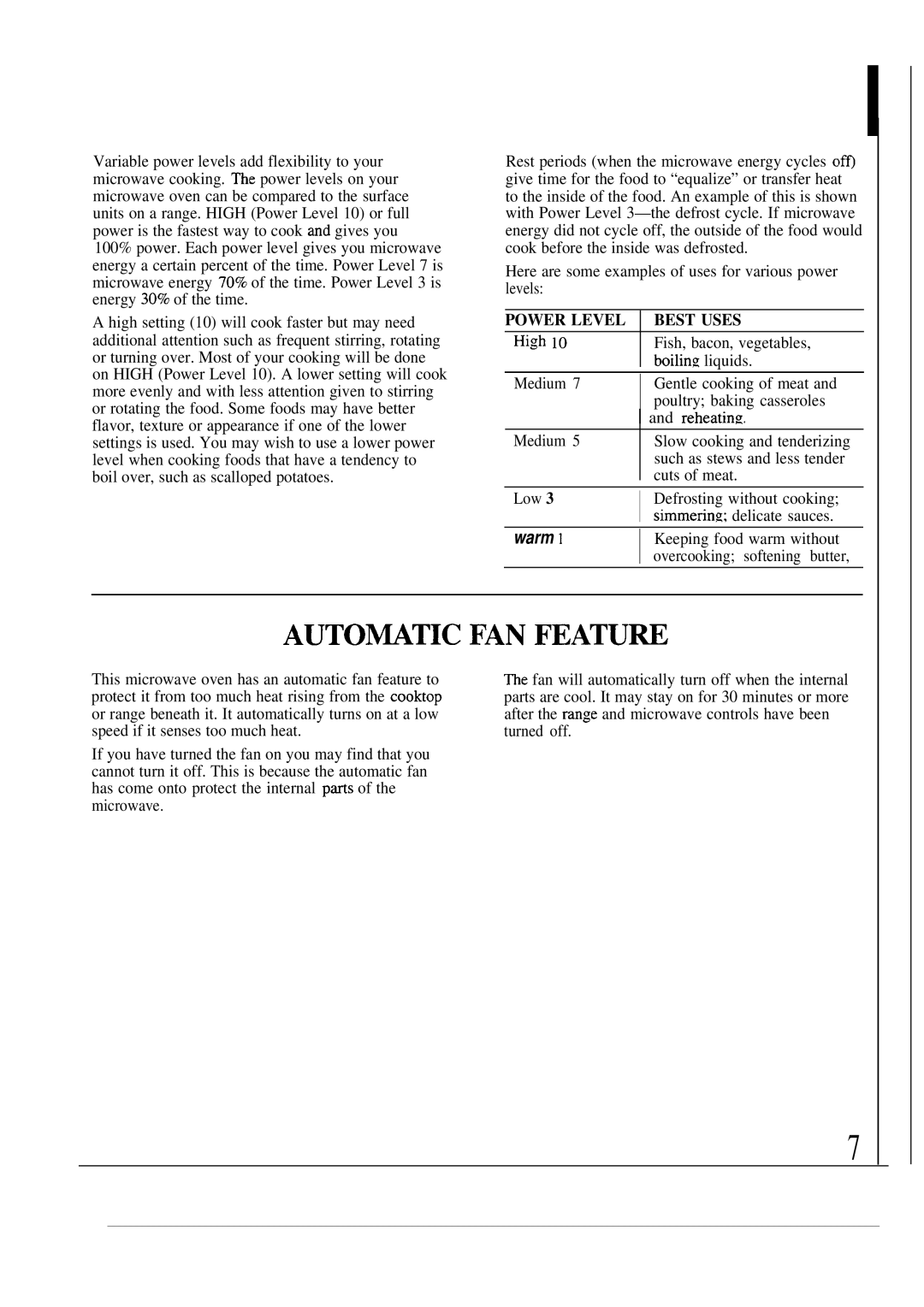 GE 164 D2588P191, JVM240BL, JVM241WL, 49-8391 operating instructions Auto~Tic Fan Featu~, High 