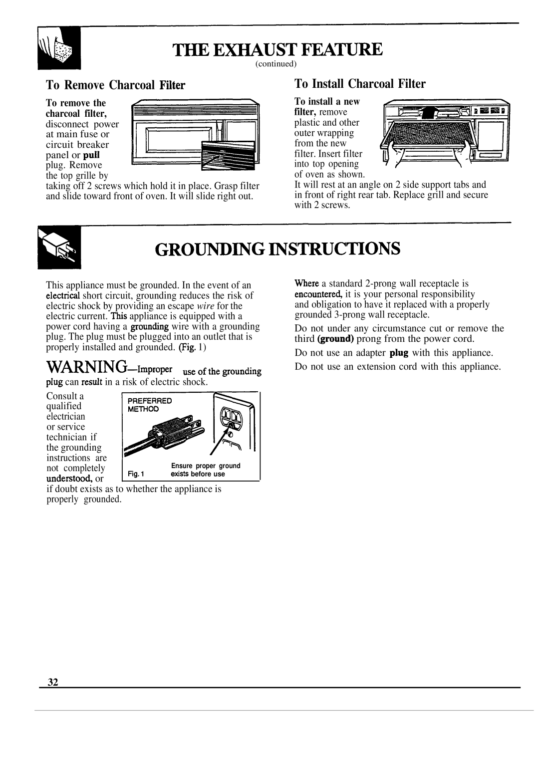 GE JVM241, JVM240 warranty To Remove Charcoal Fflter, To Install Charcoal Filter, ~ E~UST ~m, Grow~G ~Struc~Ons 