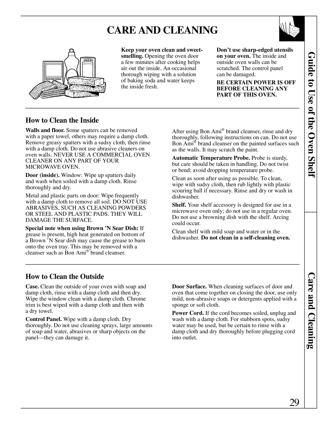 GE 164D2966P142, JVM250AV, JVM250WV, JVM250BV, 49-8622 manual Care and Cleaning, Guide to Use, Oven Shelf 