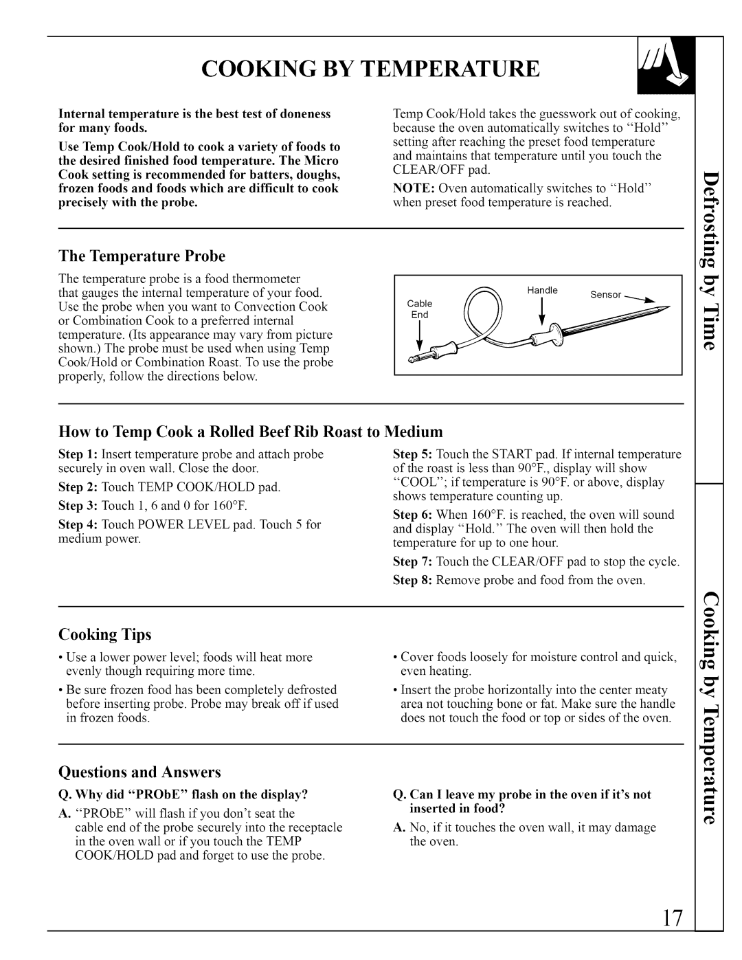 GE JVM290 Cooking by Temperature, How to Temp Cook a Rolled Beef Rib Roast, To Medium, Cooking Tips, Questions and Answers 