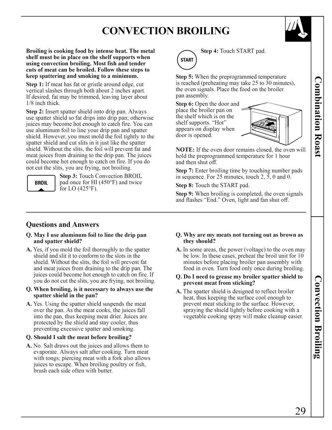 GE JVM290 manual Should I salt the meat before broiling?, Why are my meats not turning out as brown as 