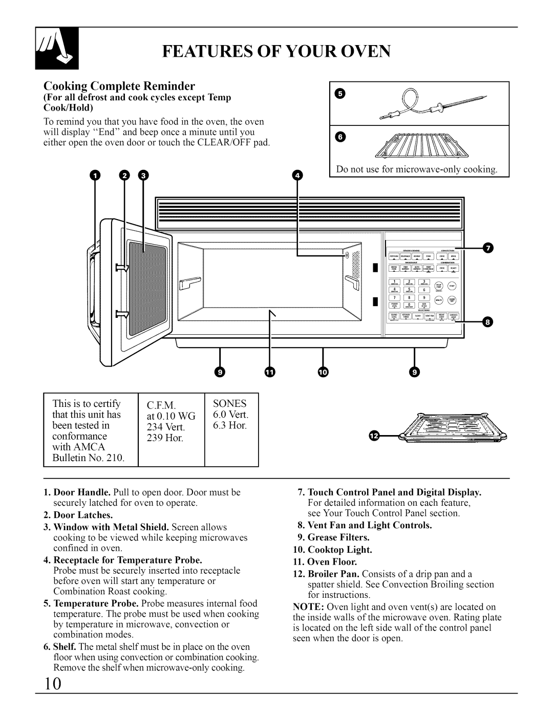 GE JVM290 manual Features, Of Your, Oven, Cooking Complete Reminder 