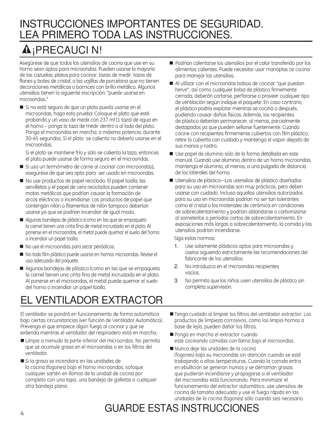 GE JVM3150, JNM3151 owner manual EL Ventilador Extractor 