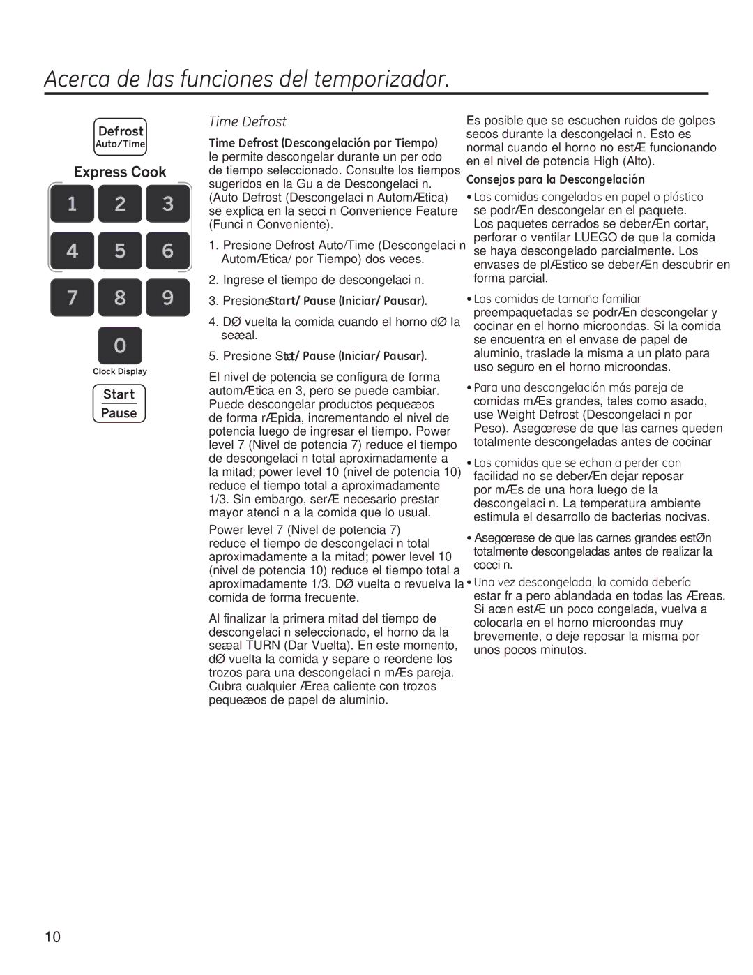 GE JVM3150, JNM3151 owner manual Acerca de las funciones del temporizador, Time Defrost 