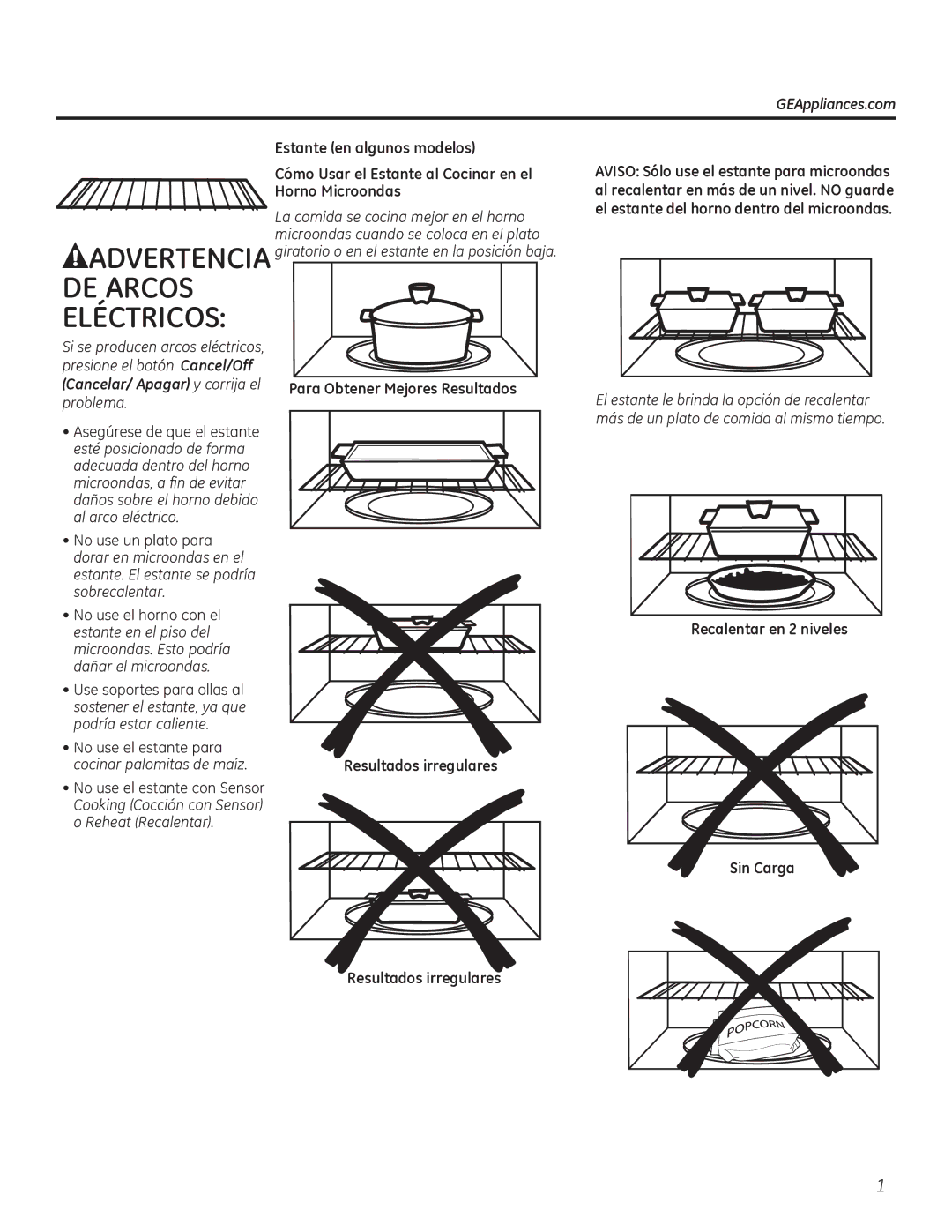 GE JNM3151, JVM3150 owner manual Cancelar/ Apagar y corrija el, Para Obtener Mejores Resultados 