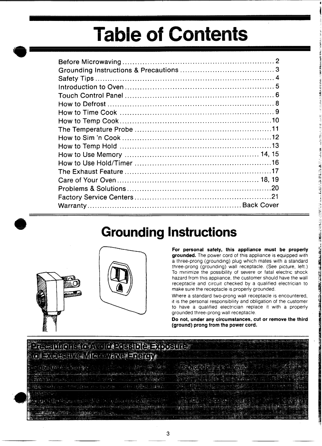 GE JVM57, 862A300PI, 49-4492 manual Table of Contents, Grounding, Instructions 