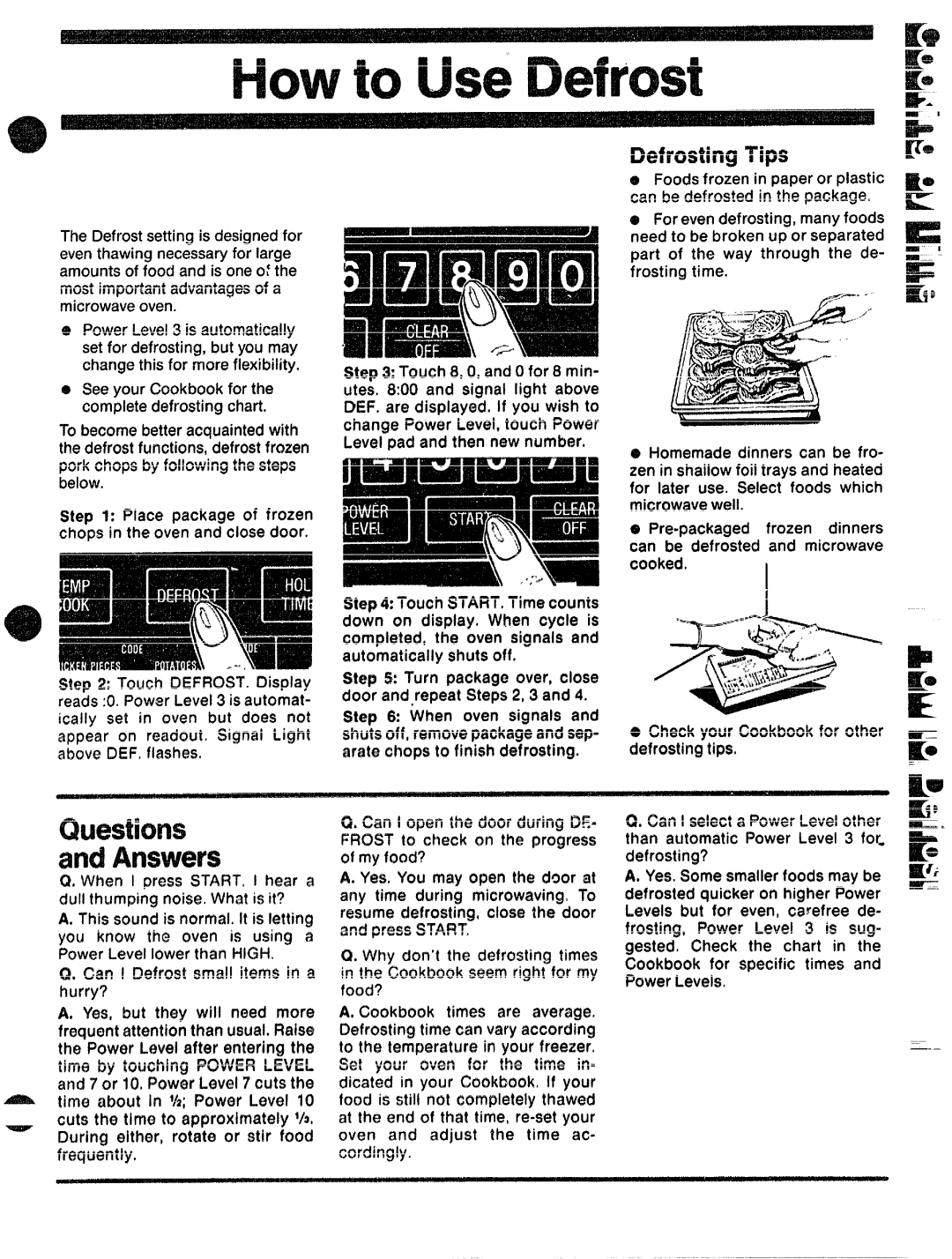 GE 49-4562, JVM59, JVIWW, 862A725P80 manual Defrosting Tips 