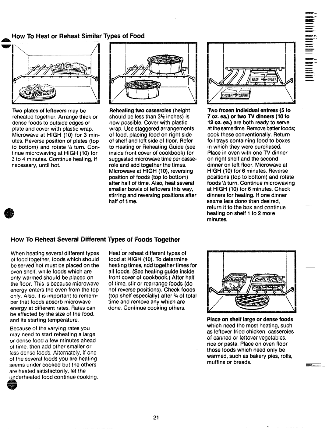 GE JVM61 manual HowToReheatSeveralDifferentTypesof f%ocfsTogether+, How To Heat or Reheat SimilarTypesof Food ma 