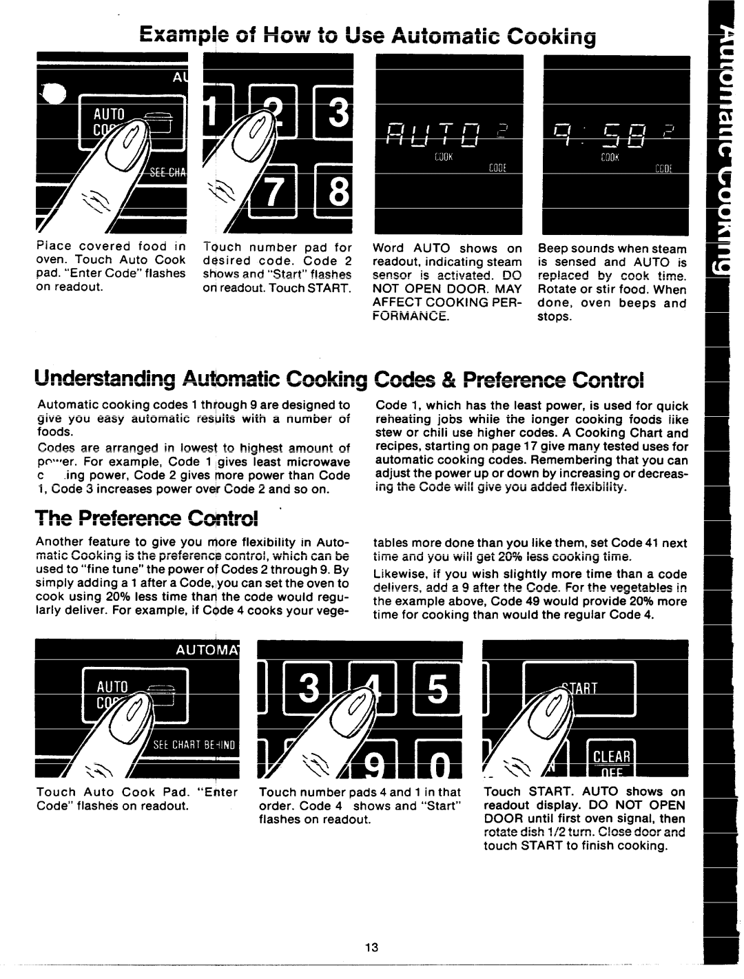 GE JVM64 manual Example of How to Use Automatic Cooking, Understanding Au@matic Cooking Codes & Preference Control 