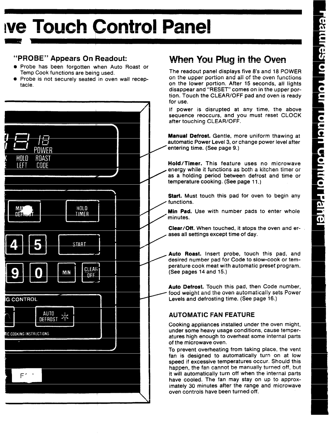 GE JVM64 manual We Touch Control Panel, Probe Appears On Readout 