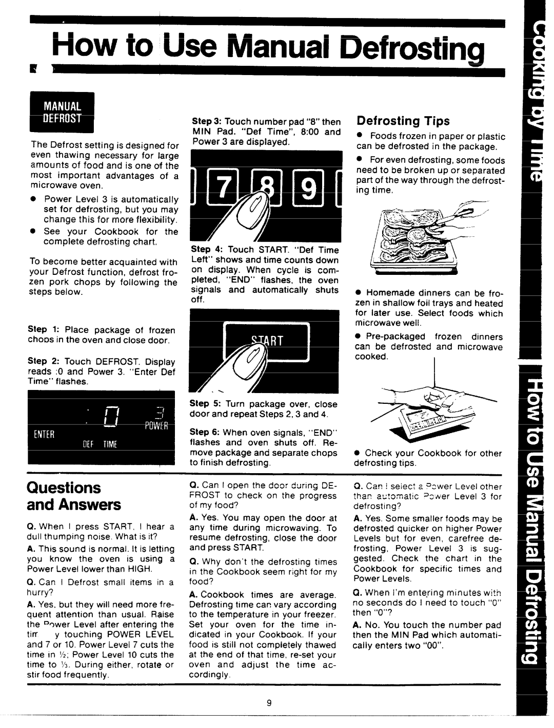 GE JVM64 manual How to Use Manual Defrosting, Defrosting Tips 