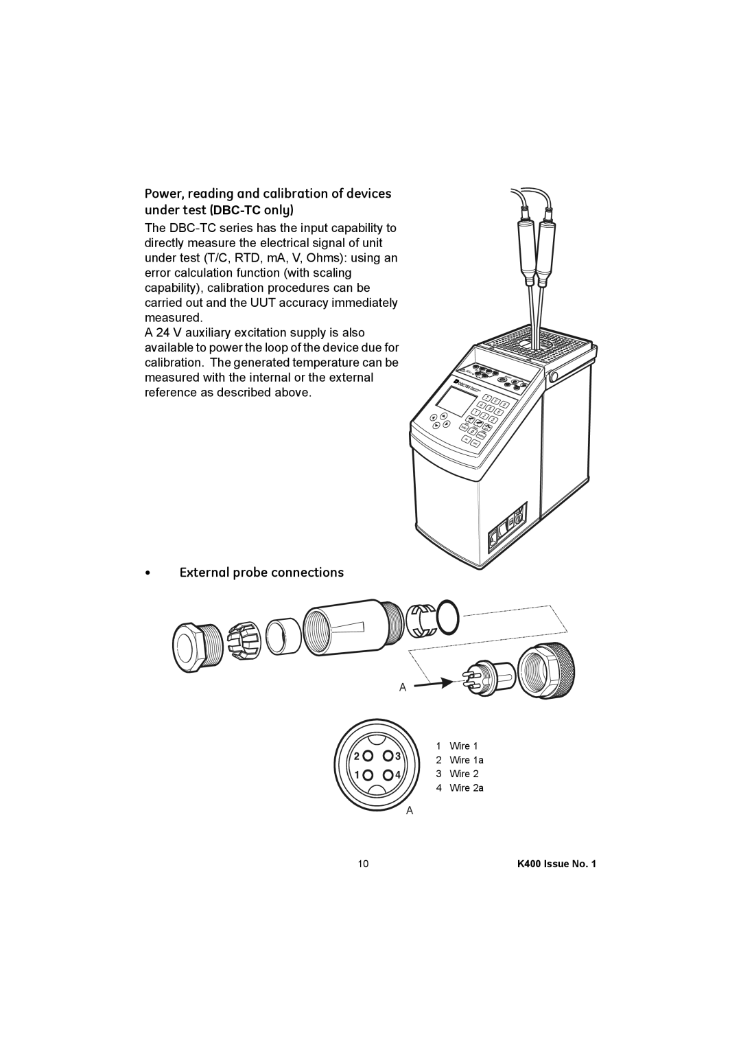 GE K400 user manual External probe connections 