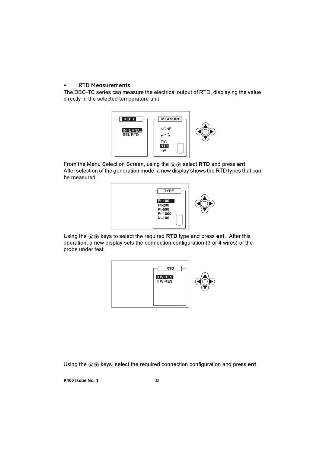 GE K400 user manual RTD Measurements 