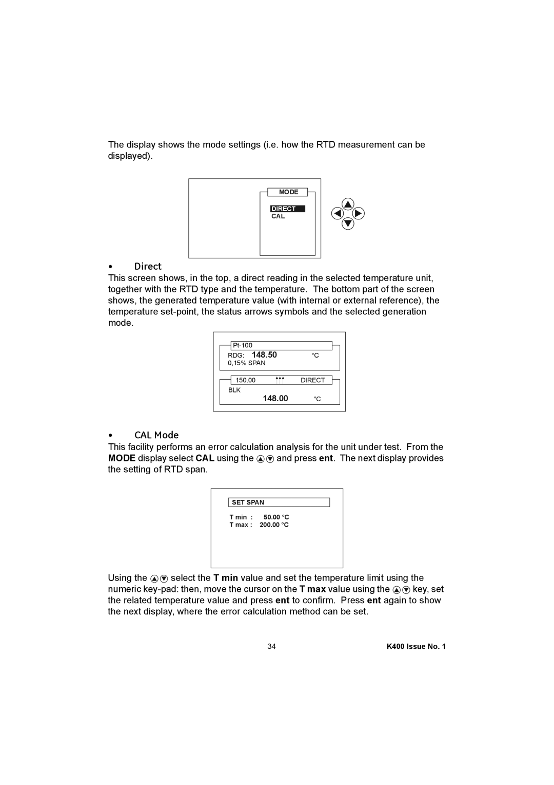 GE K400 user manual Pt-100 