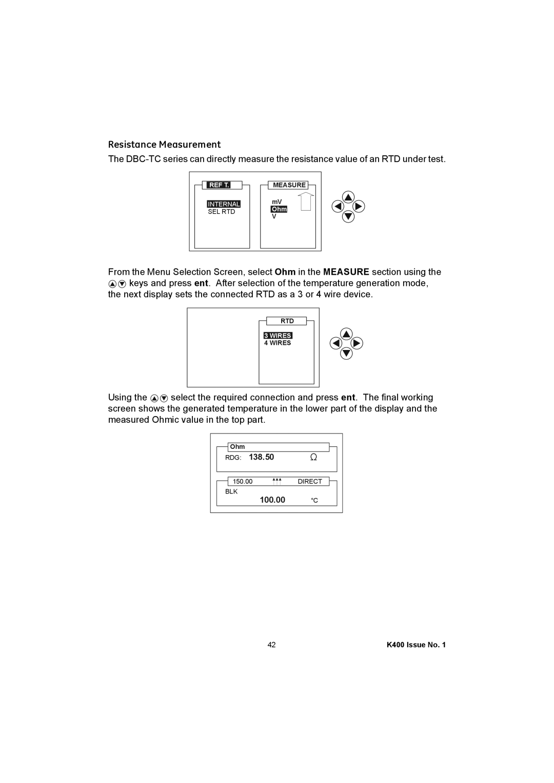 GE K400 user manual Resistance Measurement 