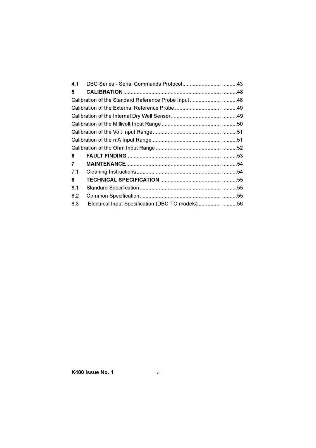 GE K400 user manual Electrical Input Specification DBC-TC models 