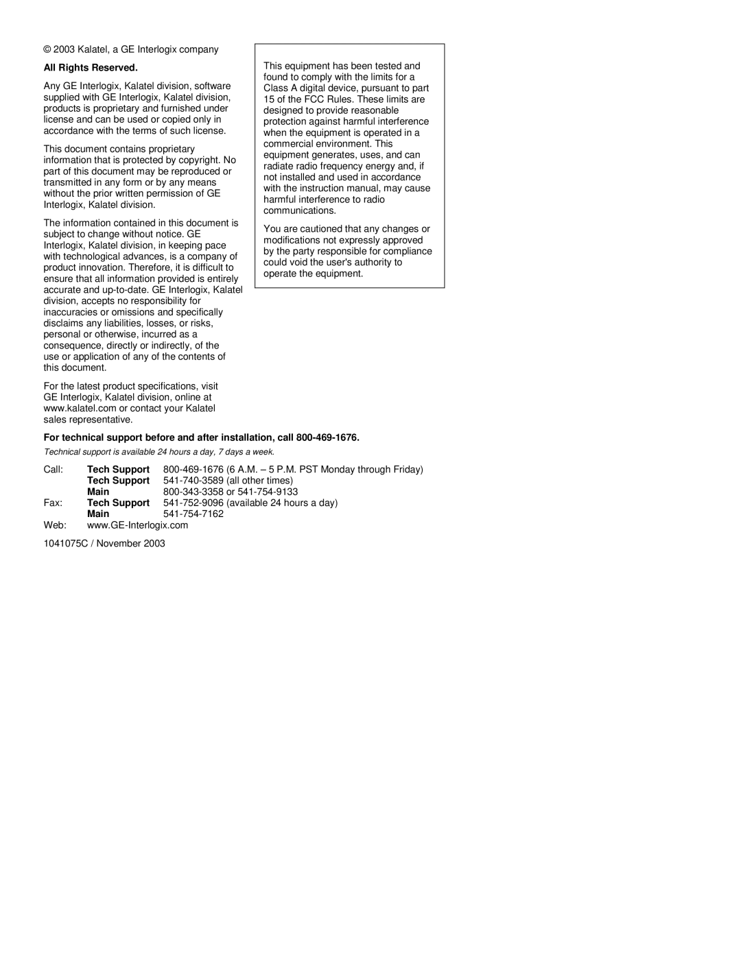 GE KTC-117V3, KTC-117V9 manual For technical support before and after installation, call 