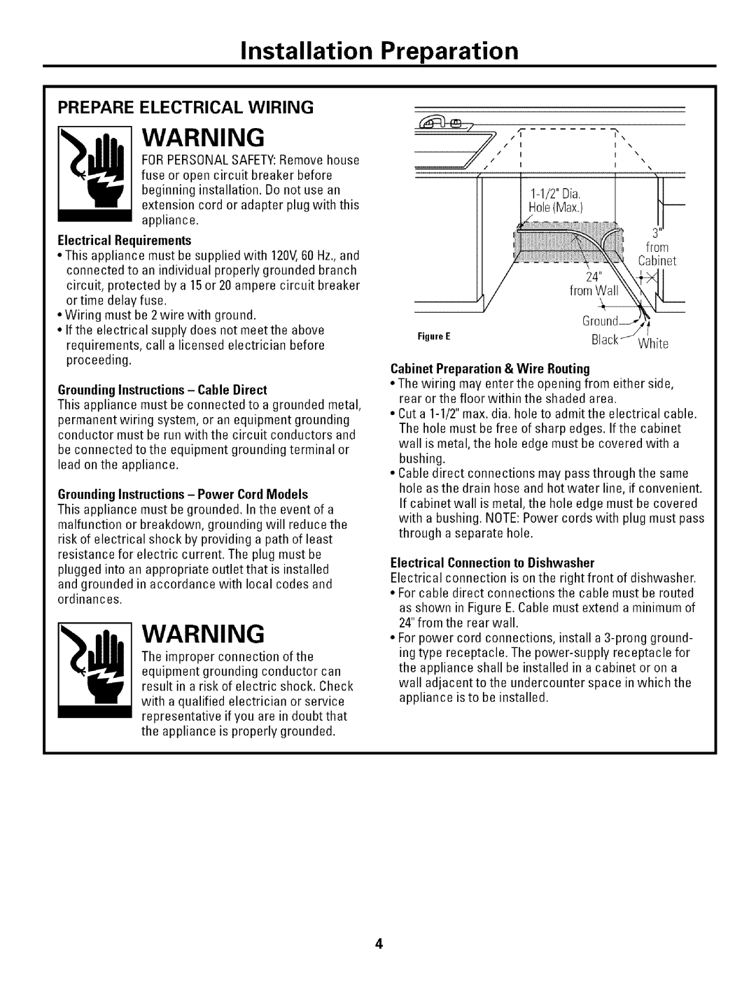 GE L0523252 installation instructions Prepare Electrical Wiring 