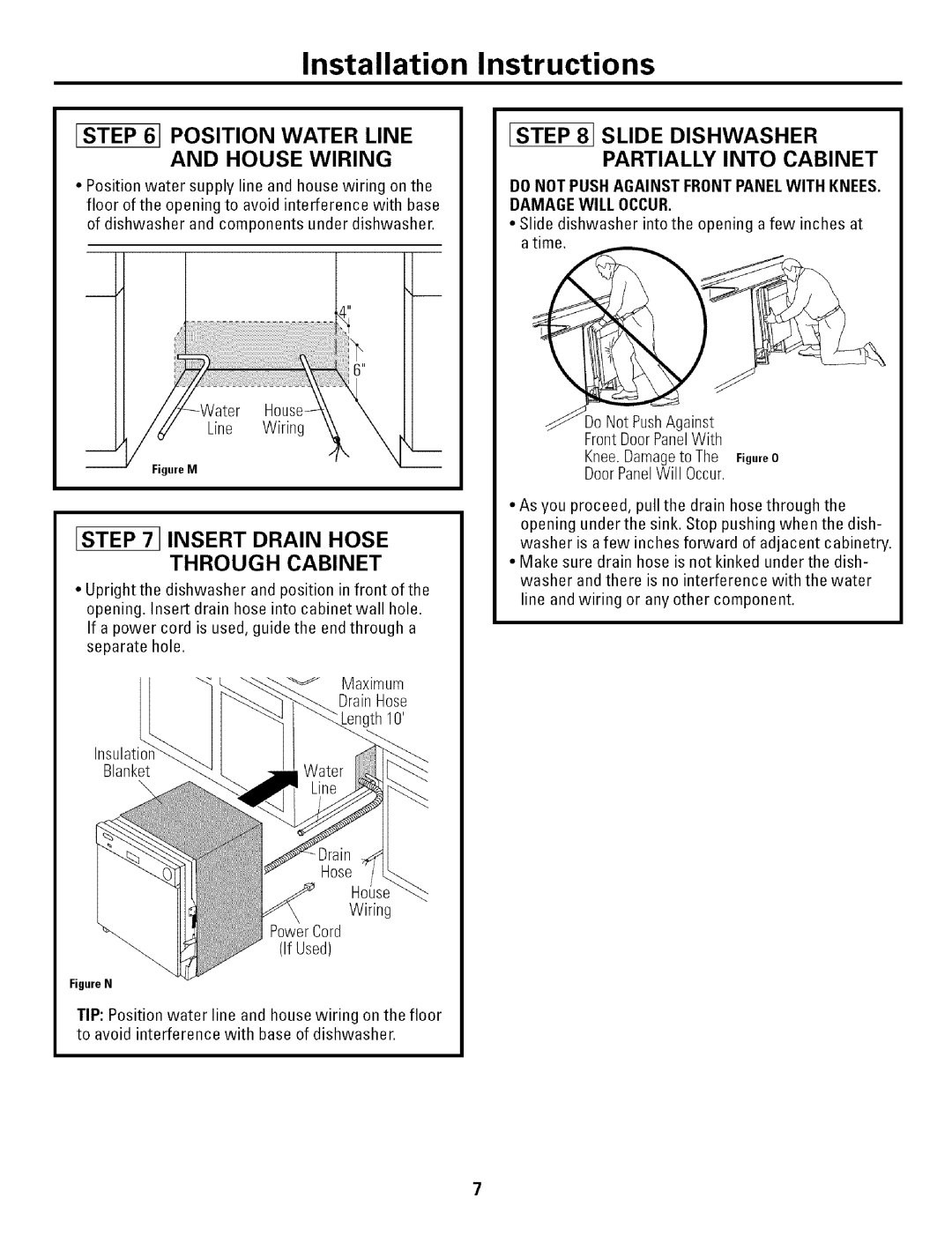 GE L0523252 Istep 81 Slide Dishwasher, Istep 61 Position Water Line and House Wiring, Partially Into Cabinet 