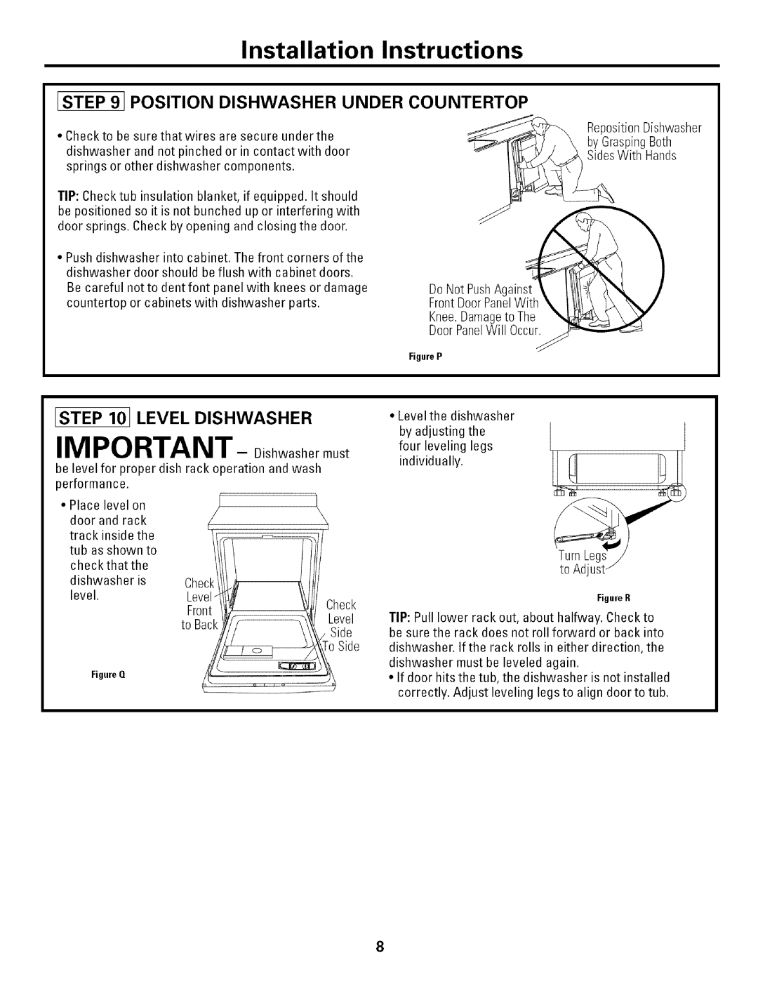 GE L0523252 installation instructions ISTEP101LEVEL Dishwasher, Istep 91 Position Dishwasher Under Countertop 