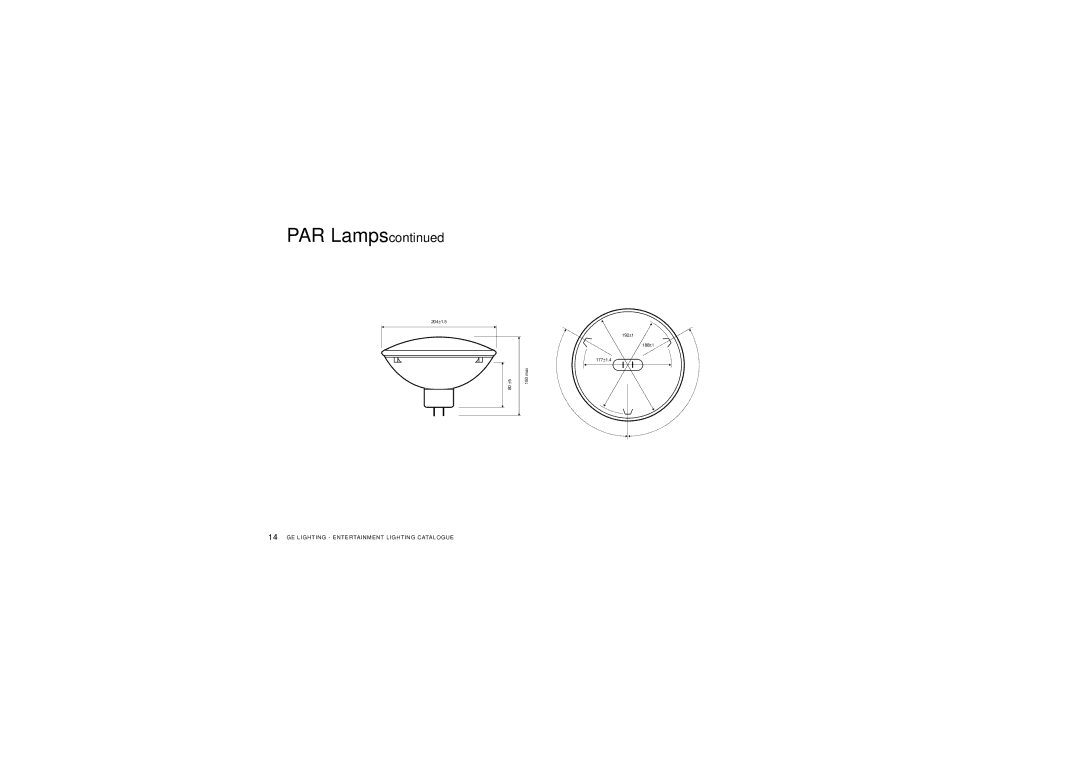 GE Lamps manual 204±1.5 80 ±5 192±1 188±1 177±1.4 150 max 