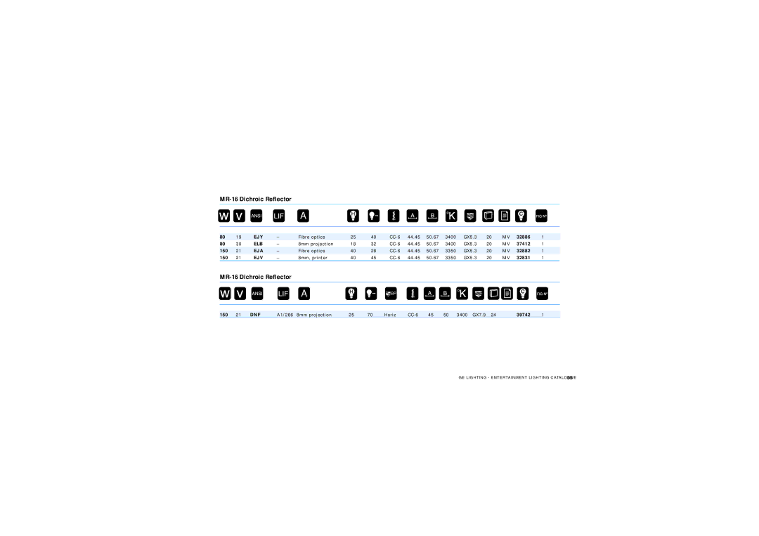 GE Lamps manual MR-16 Dichroic Reflector 