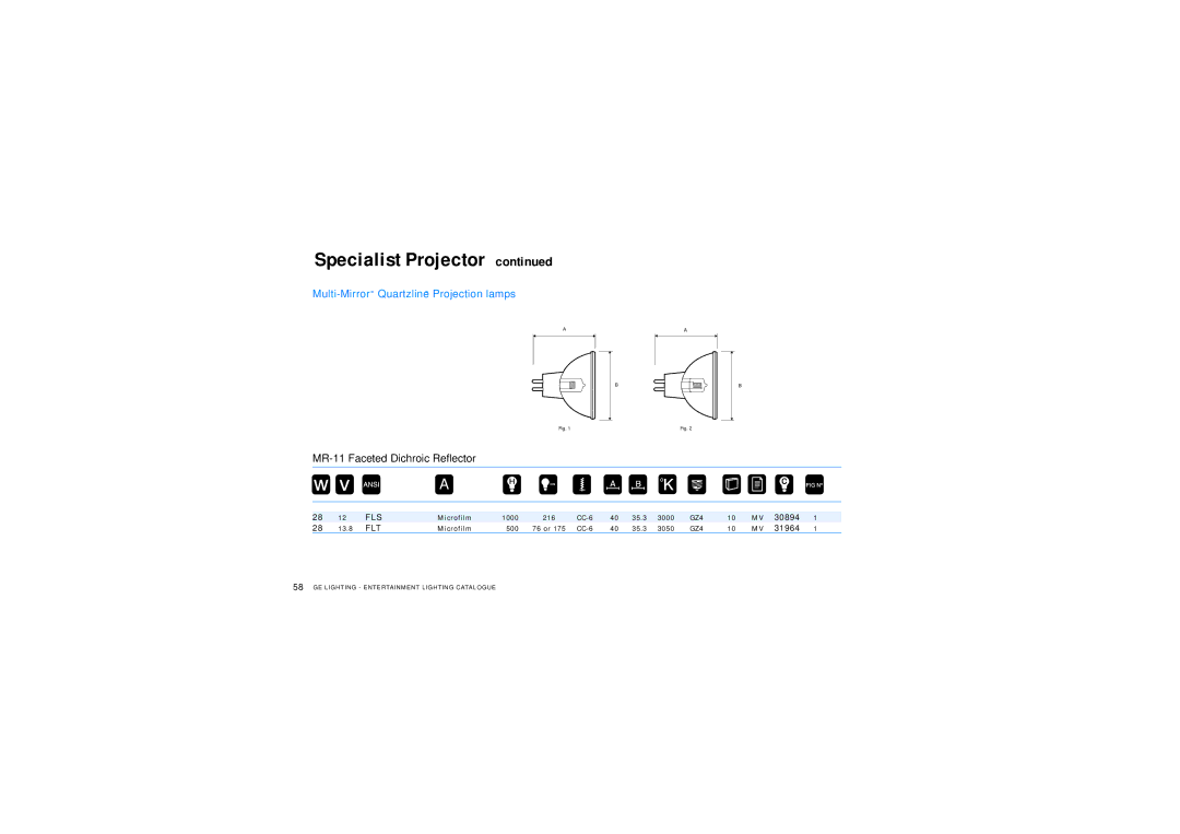 GE Lamps manual MR-11 Faceted Dichroic Reflector 