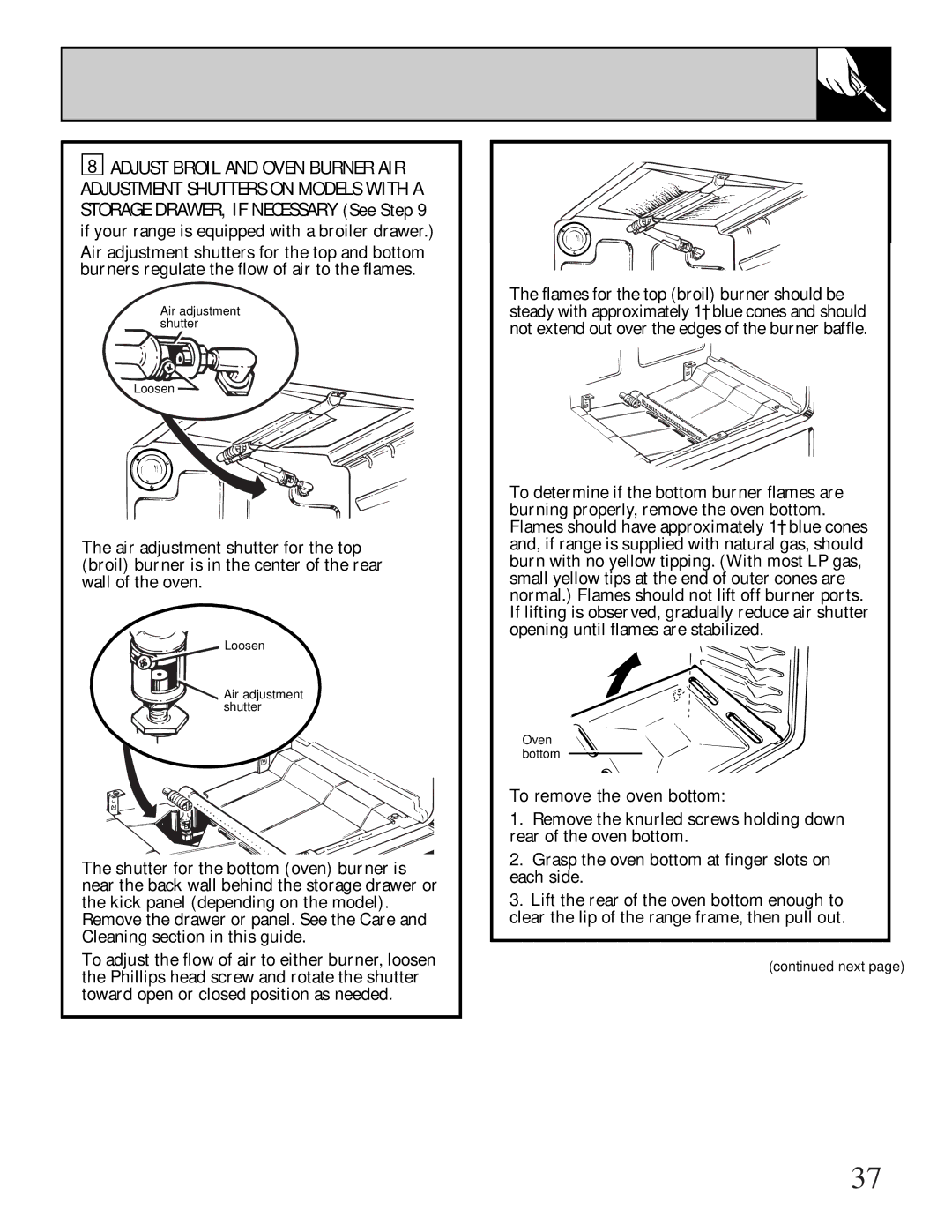 GE JGBS02, LGB128 installation instructions To remove the oven bottom 