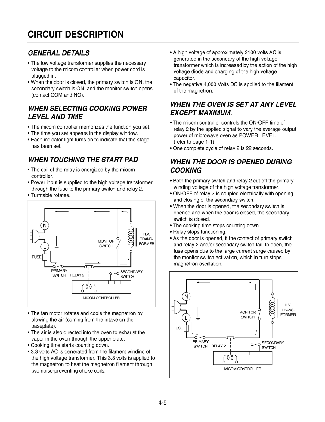 GE LMAB1240ST service manual Circuit Description 